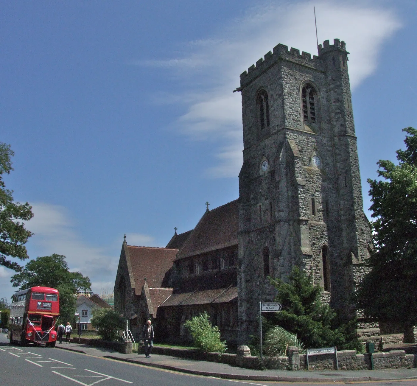 St Michael and All Angels Church on Tonbridge Road, Maidstone, a short walk from the former Grange Moor Hotel. The picture does not show the hotel.