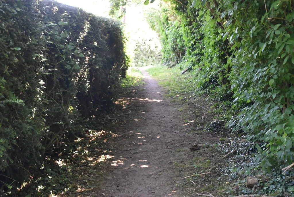 A footpath into the Kent village of Leeds, east of Maidstone. The largest site put forward, 100 hectares, is described as land east of Upper Street in Leeds. This photograph does not show that land.