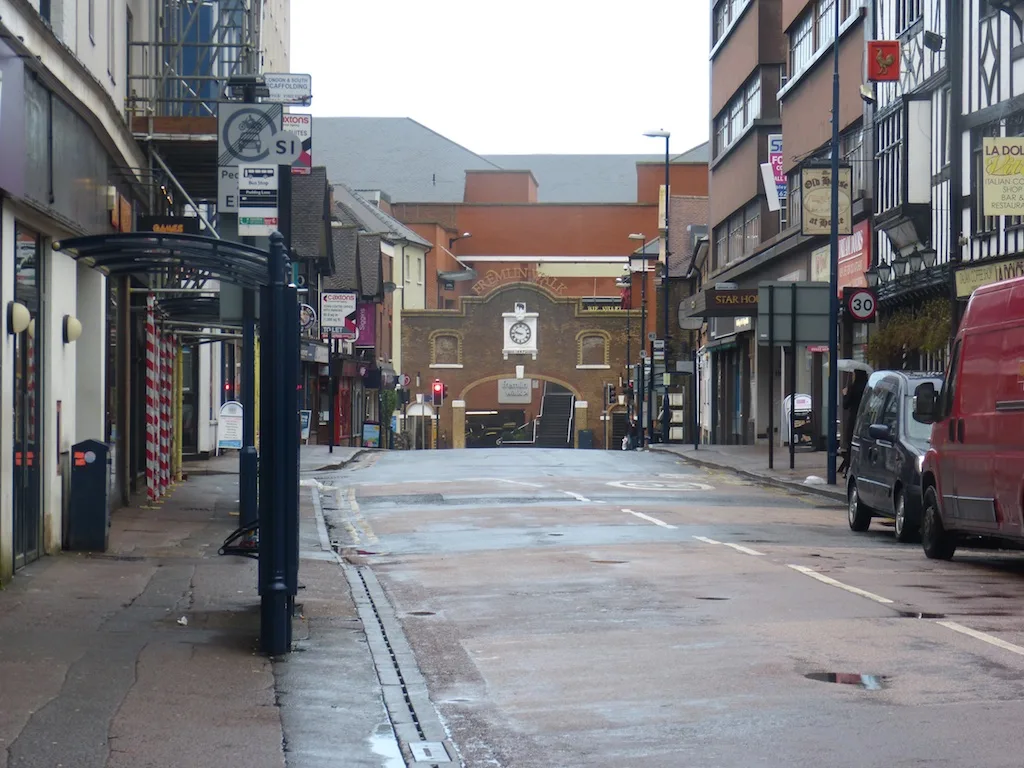 Pudding Lane, Maidstone, looking towards Fremlin Walk; a new Italian restaurant is registered at number 8